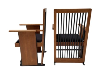 Two Art Deco Modernist High Back Armchairs by Architect Caspers, 1920s